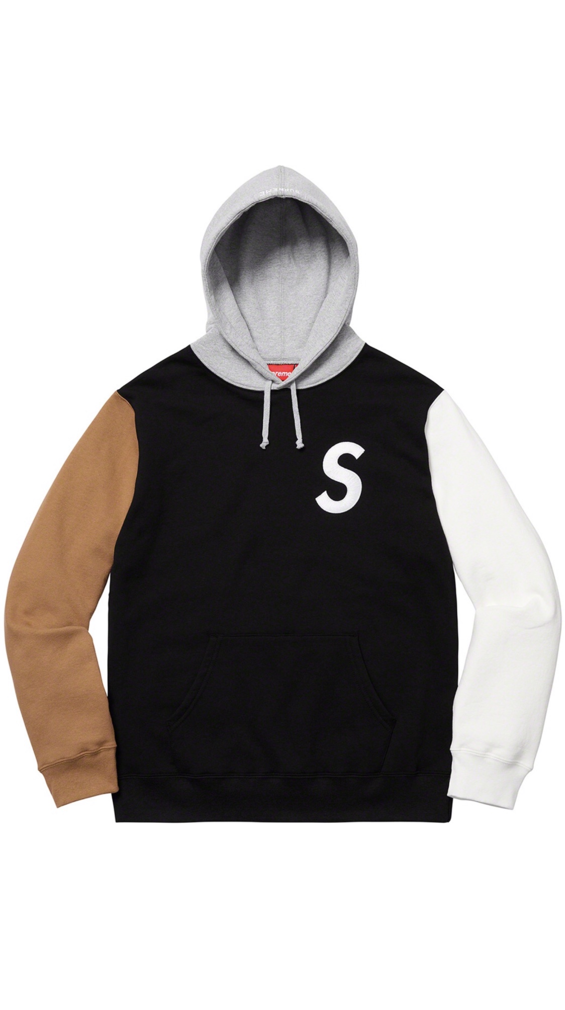 supreme s logo colorblocked hooded sweatshirt red