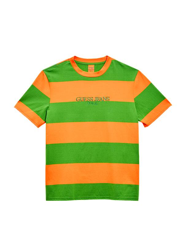 Farmers Market Rugby Stripe Logo Tee - Orange